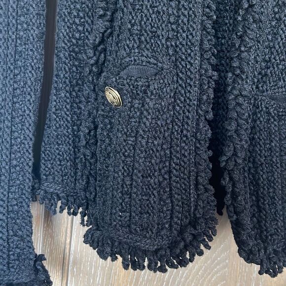 Intermix Ikaterina Fringe Knit Jacket black size 2 - Picture 11 of 16